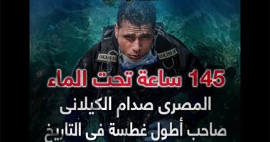 145 ساعة تحت الماء .. المصرى صدام الكيلانى صاحب أطول غطسة فى التاريخ.. فيديو