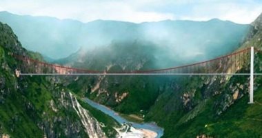 الصين تشيد أكبر جسر معلق أحادى فى العالم بطول 798 مترًا.. فيديو