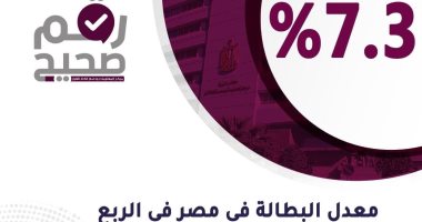 معدل البطالة فى مصر ينخفض إلى 7.3 % بالربع الثالث من 2020 .. إنفوجراف