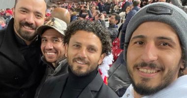 حسام غالى ينشر صورة مع تريزيجيه وحجازى من ملعب مباراة ليفربول وأتلتيكو مدريد