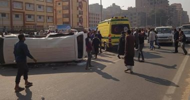 إصابة 12 شخصا فى حادث انقلاب أتوبيس بالشرقية