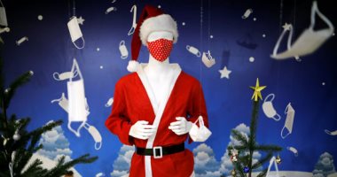 بابا نويل لبس الكمامة... معرض كمامات احتفالات عيد الميلاد