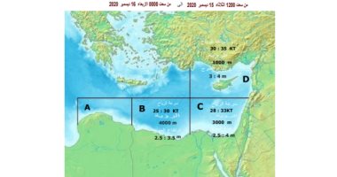 الأرصاد: اضطراب الملاحة بالبحر المتوسط اليوم وغدا وسحب ممطرة