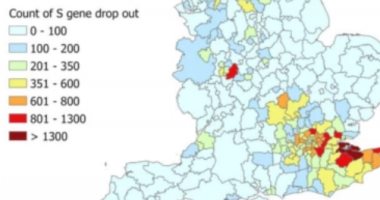 الصحة البريطانية تنشر خريطة بأماكن انتشار سلالة فيروس كورونا الجديدة