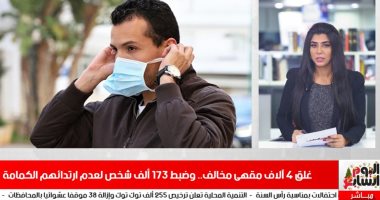 غلق 4 آلاف مقهى مخالف وضبط 173 ألف شخص لعدم ارتدائهم الكمامة فى نشرة المساء