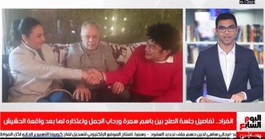 تليفزيون اليوم السابع ينفرد بفيديو جلسة الصلح بين باسم سمرة ورحاب الجمل