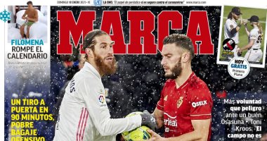 تعثر مدريدي وسط الثلوج وتوهج برشلونة على رأس عناوين صحف إسبانيا.. صور 