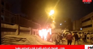 فيديو.. حريق هائل فى أشجار شارع المدارس بشبرا