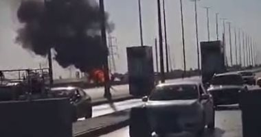 انفجار فى سيارة محملة باسطوانات بوتاجاز بعد انقلابها على طريق الإسماعيلية.. فيديو