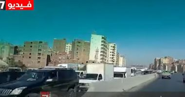 12 كيلو "شلل مرورى" أعلى الدائرى بسبب حريق بمنطقة فيصل.. فيديو