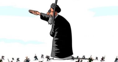 مرشد إيران يحرك المليشيات الإرهابية فى كاريكاتير سعودى