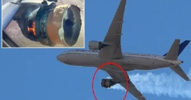لحظة اشتعال محرك طائرة أمريكية بعد إقلاعها وتناثر أجزائه فى الجو..فيديو وصور