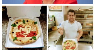 "محمد" شيف مصرى بألمانيا يشارك "صحافة المواطن" بصور رسوماته لميركل على البيتزا