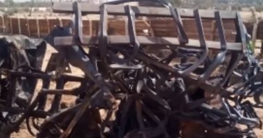 آثار حادث انفجار سيارة أسطوانات البوتاجاز بأسيوط.. فيديو