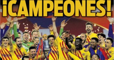 برشلونة أبطال الكأس وتحطيم حلم الرباعية لجوارديولا الأبرز في صحف العالم