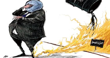 إيران تشعل الأوضاع فى الشرق الأوسط فى كاريكاتير سعودى