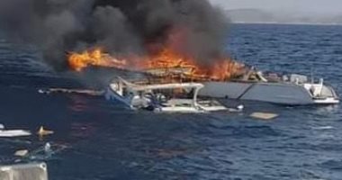 إنقاذ 13 صيادا بعد اشتعال النيران فى مركب صيد بالبحر الأحمر