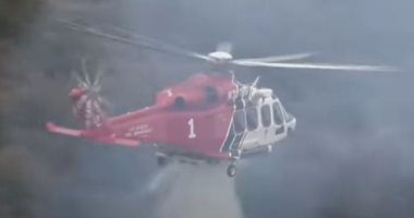 طائرات هليكوبتر تساعد بعملية إطفاء حريق بحديقة فى لوس أنجلوس.. فيديو
