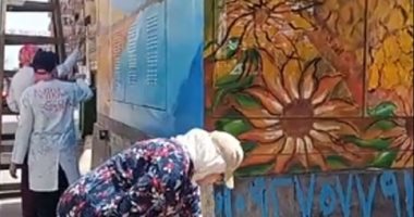 طلاب جامعة كفر الشيخ يحولون جدران الشوارع إلى تحف فنية.. فيديو لايف