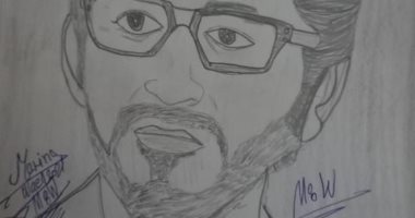 مارينا تعبر عن موهبتها فى الرسم بلوحات مميزة للفنانين