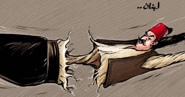 النخبة السياسية تتسبب فى تمزق الجسد اللبنانى بكاريكاتير إماراتي