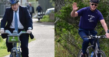 بايدن يقدم لرئيس وزراء بريطانيا "دراجة" هدية خلال قمة السبع.. صور