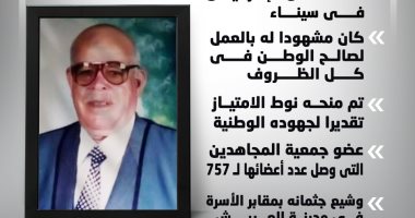 انفوجراف.. وفاة المناضل السيناوى حجاج الكاشف أحد رموز شمال سيناء