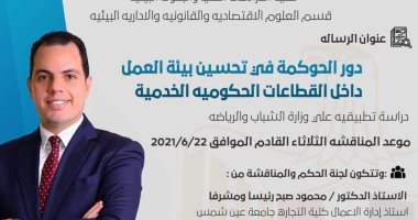 النائب أحمد فوزى عضو الشيوخ عن التنسيقية يناقش غدا رسالة الماجستير