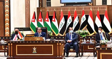 الرئيس السيسى: وجودى اليوم فى بغداد تجسيد لقوة العلاقات بين بلادنا وشعوبنا