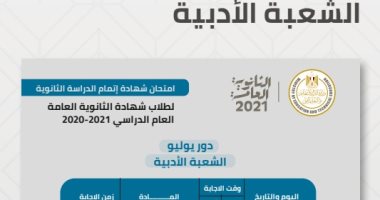 جدول الثانوية العامة 2021 للشعبة الأدبية يبدأ غدا باللغة العربية