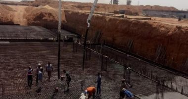 صب الخرسانة المسلحة لعنبر الطلمبات بمحطة المياه الجديدة بمدينة بدر 