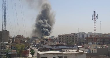 اندلاع حريق كبير فى مخزن تجارى بمنطقة السعدون وسط العاصمة العراقية بغداد