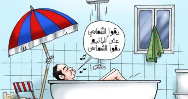 "بانيو وشمسية".. سلاح مواجهة الحر فى كاريكاتير اليوم السابع