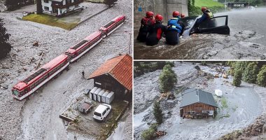 غرق قطار فى فيضانات وانهيارات طينية شديدة بالنمسا وجنوب ألمانيا.. صور