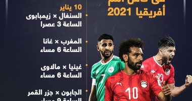 مواعيد مباريات مصر ودور المجموعات فى كأس أمم أفريقيا 2021 .. إنفوجراف