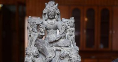 العثور على تمثال حجرى عمره 1200 عام لأحد الآلهة القديمة بالهند