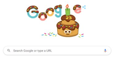جوجل يحتفل بعيد ميلاده الــ23 بتغيير شعاره إلى صورة كعكة مزينة بشمعة