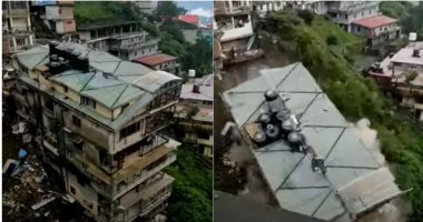 شاهد.. لحظة انهيار مبنى متعدد الطوابق فى الهند.. فيديو