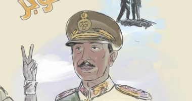 السادات.. بطل الحرب والسلام.. في كاريكاتير اليوم السابع