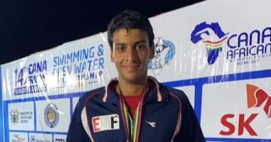 محمد هانى يحرز الميدالية الذهبية لسباق 100 متر فى بطولة إفريقيا للسباحة