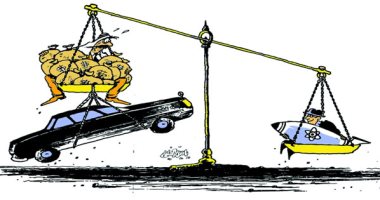 امتلاك السلاح النووى أهم من امتلاك المال في كاريكاتير عمانى