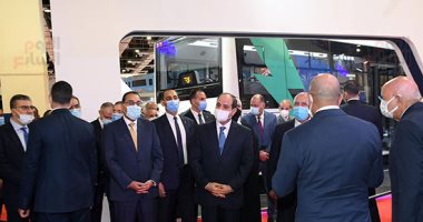 الرئيس السيسي يلتقى السفير الألمانى ومسئولى شركة سيمنز بافتتاح معرض النقل
