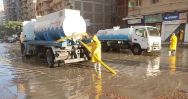 الصرف الصحى بالإسكندرية: جار رفع مياه الأمطار الغزيرة المتراكمة فى بعض المناطق