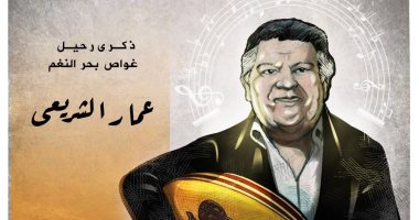 غواص في بحر النغم.. ذكرى رحيل عمار الشريعى في كاريكاتير اليوم السابع