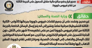 الحكومة تنفى صدور قرار بدفع مبالغ مالية مقابل الجرعة الثالثة للقاح كورونا