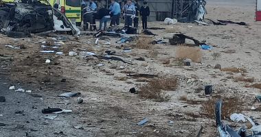 الصحة: 16 وفاة و18 مصابا فى حادث تصادم أتوبيس وميكروباص بمدينة الطور