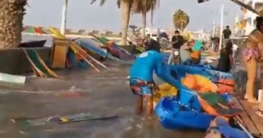 غرق شخصين بسبب موجات تسونامى فى بيرو والسلطات تغلق 20 ميناءً.. فيديو