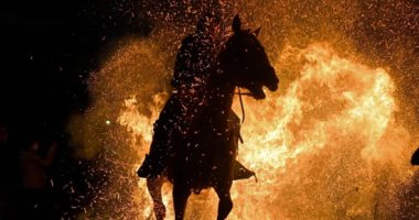 القفز فى النار.. خيول إسبانيا تصارع النيران لطرد شبح كورونا