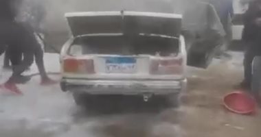 تفحم سيارة ملاكي بسبب ماس كهربائي في طنطا