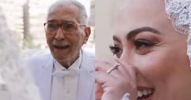 بعيون مليئة بدموع الفرحة.. شاهد عبد الرحمن أبو زهرة فى زفاف حفيدته "فيديو"
